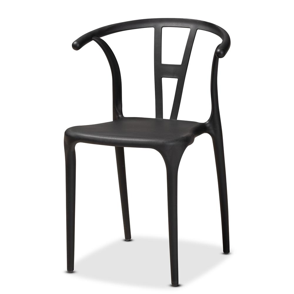 Warner Modern and Contemporary Black Plastic 4-Piece Dining Chair Set. Picture 10