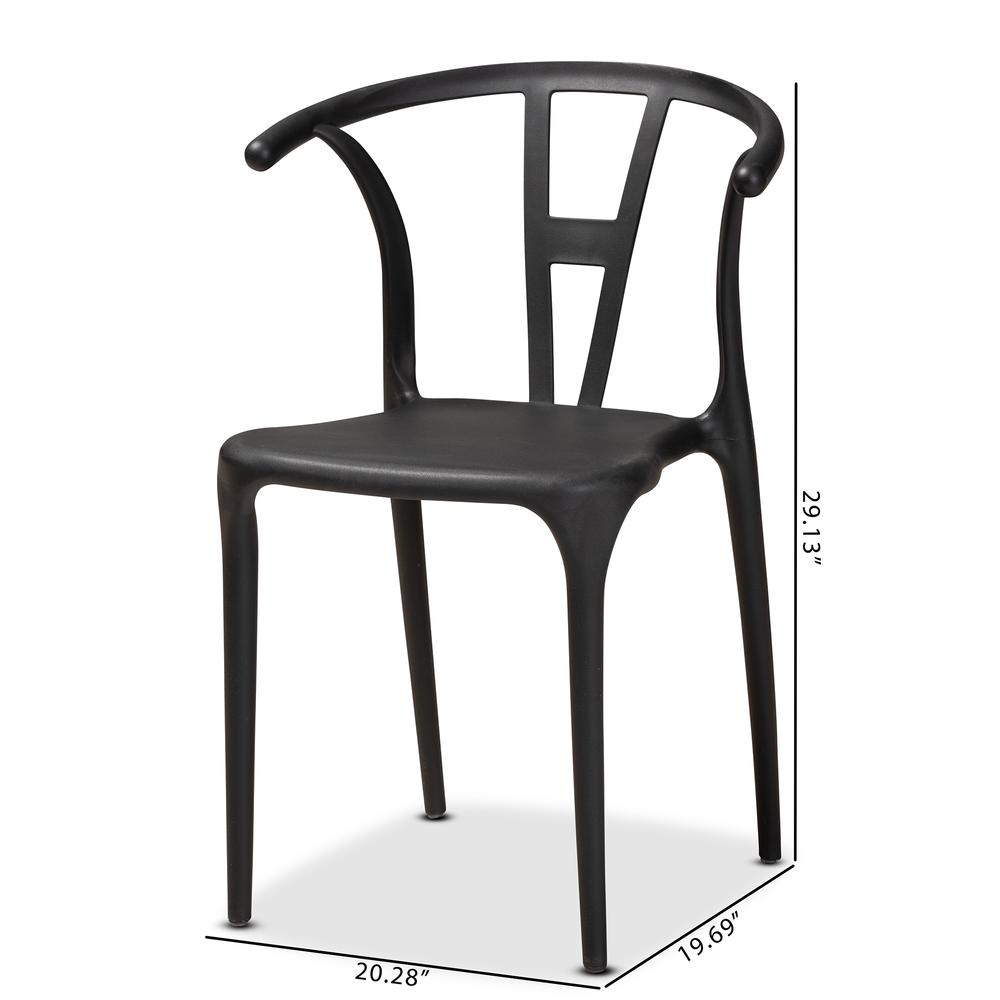 Warner Modern and Contemporary Black Plastic 4-Piece Dining Chair Set. Picture 16