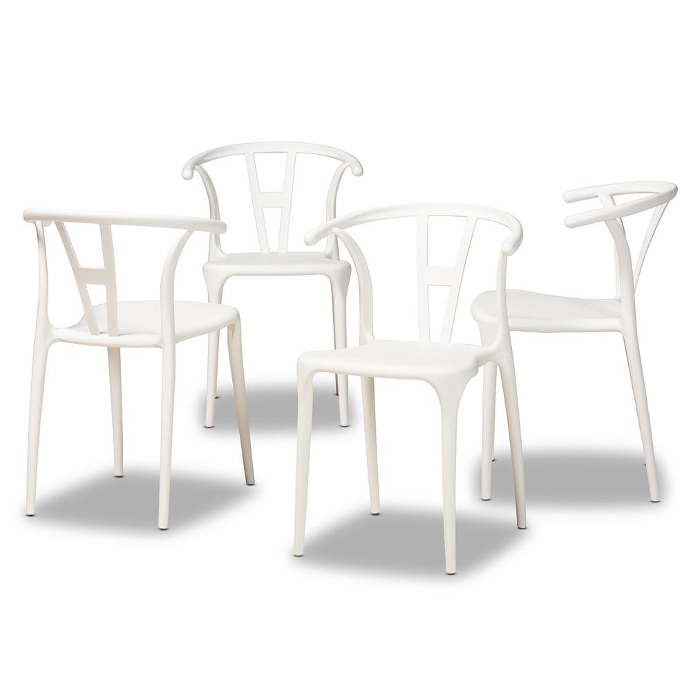 Warner Modern and Contemporary White Plastic 4-Piece Dining Chair Set. Picture 9