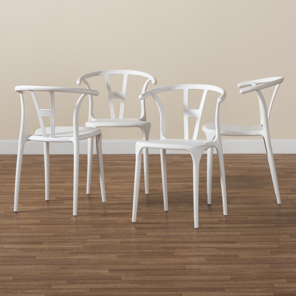 Warner Modern and Contemporary White Plastic 4-Piece Dining Chair Set. Picture 15
