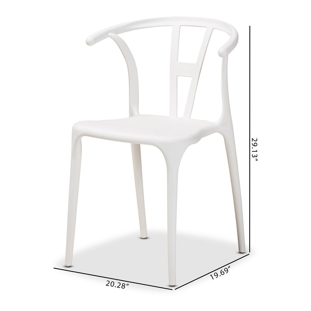 Warner Modern and Contemporary White Plastic 4-Piece Dining Chair Set. Picture 16