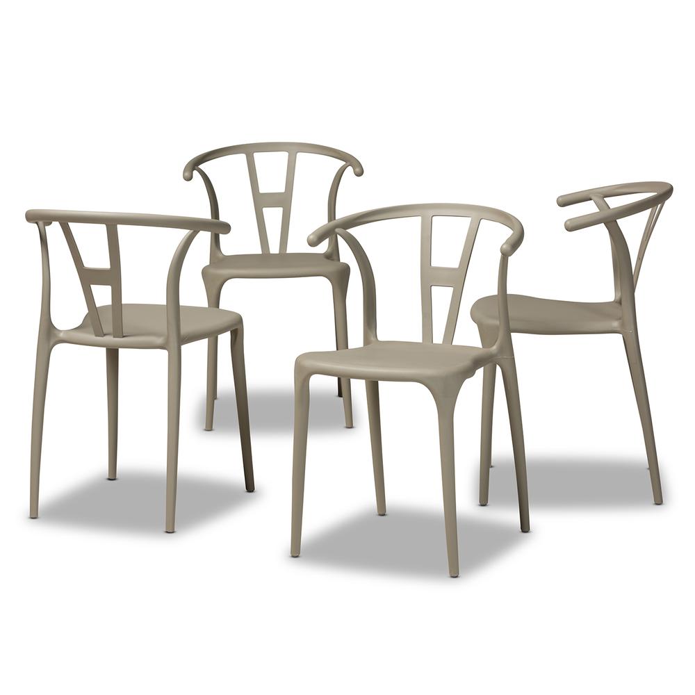 Warner Modern and Contemporary Beige Plastic 4-Piece Dining Chair Set. Picture 9