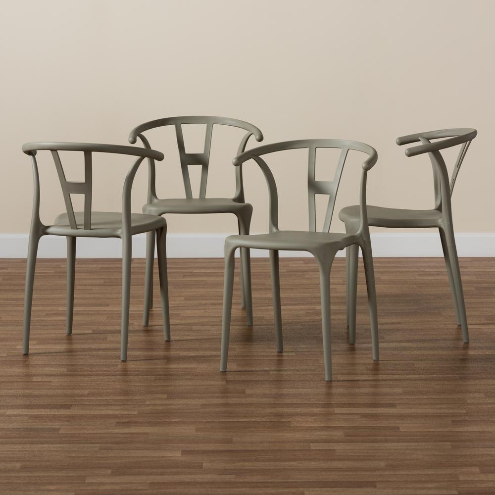 Warner Modern and Contemporary Beige Plastic 4-Piece Dining Chair Set. Picture 15