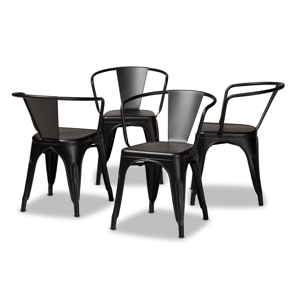 Ryland Modern Industrial Black Finished Metal 4-Piece Dining Chair Set. Picture 9