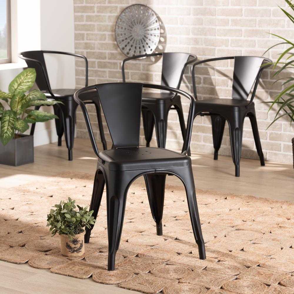 Ryland Modern Industrial Black Finished Metal 4-Piece Dining Chair Set. Picture 14