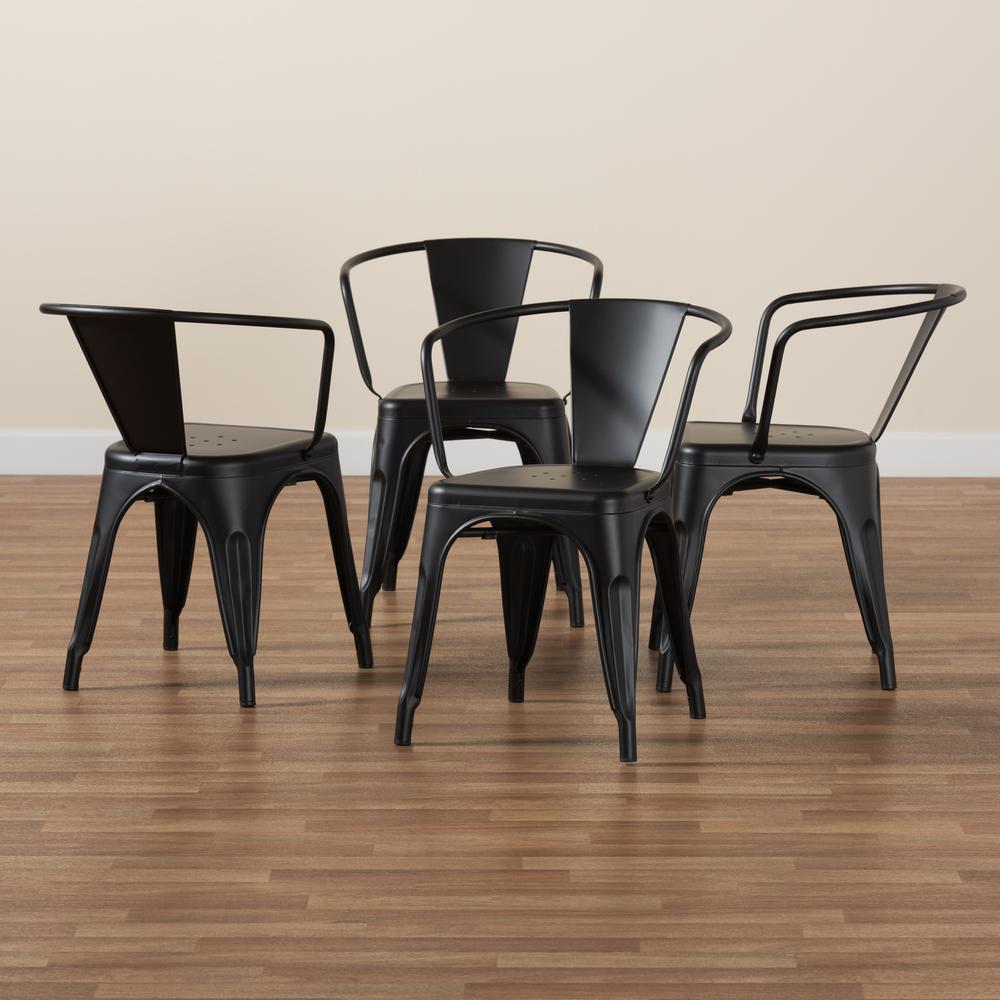 Ryland Modern Industrial Black Finished Metal 4-Piece Dining Chair Set. Picture 15