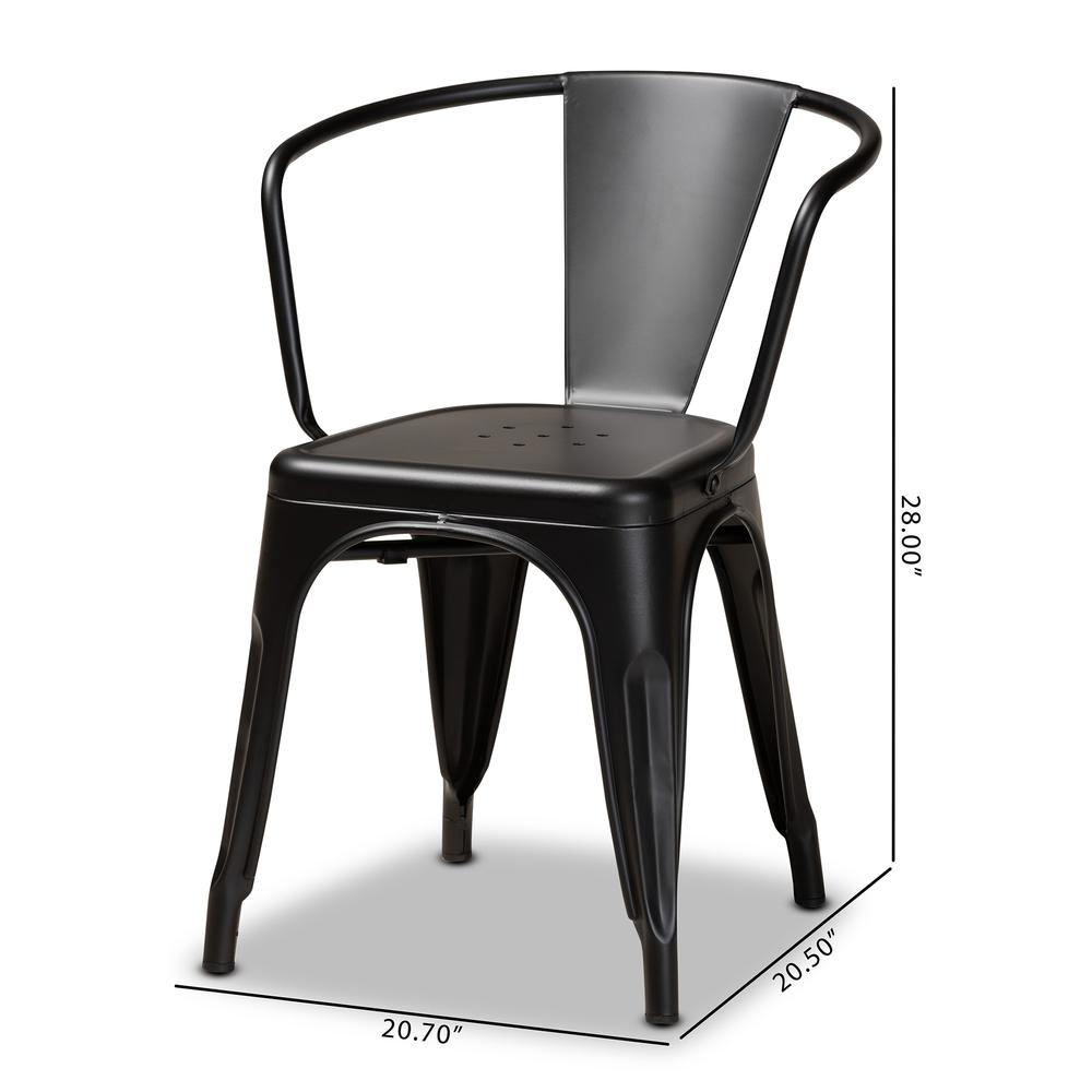 Ryland Modern Industrial Black Finished Metal 4-Piece Dining Chair Set. Picture 16