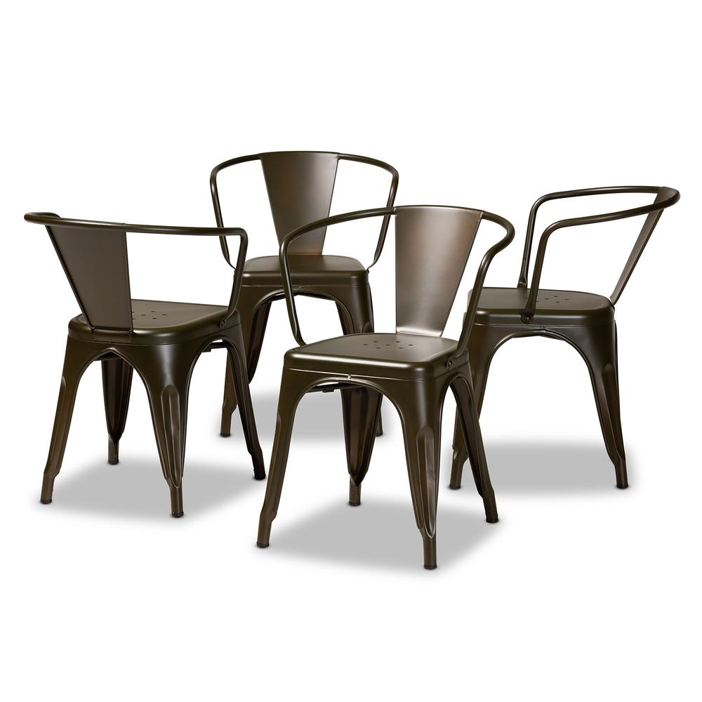 Baxton Studio Ryland Modern Industrial Brown Finished Metal 4-Piece Dining Chair Set. Picture 6