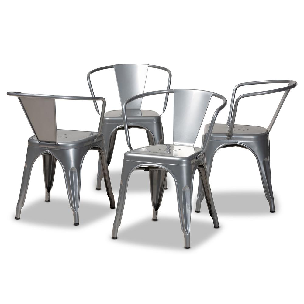 Ryland Modern Industrial Grey Finished Metal 4-Piece Dining Chair Set. Picture 9