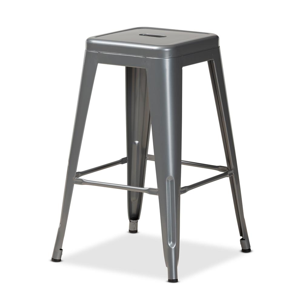 Industrial Grey Finished Metal 4-Piece Stackable Counter Stool Set. Picture 10