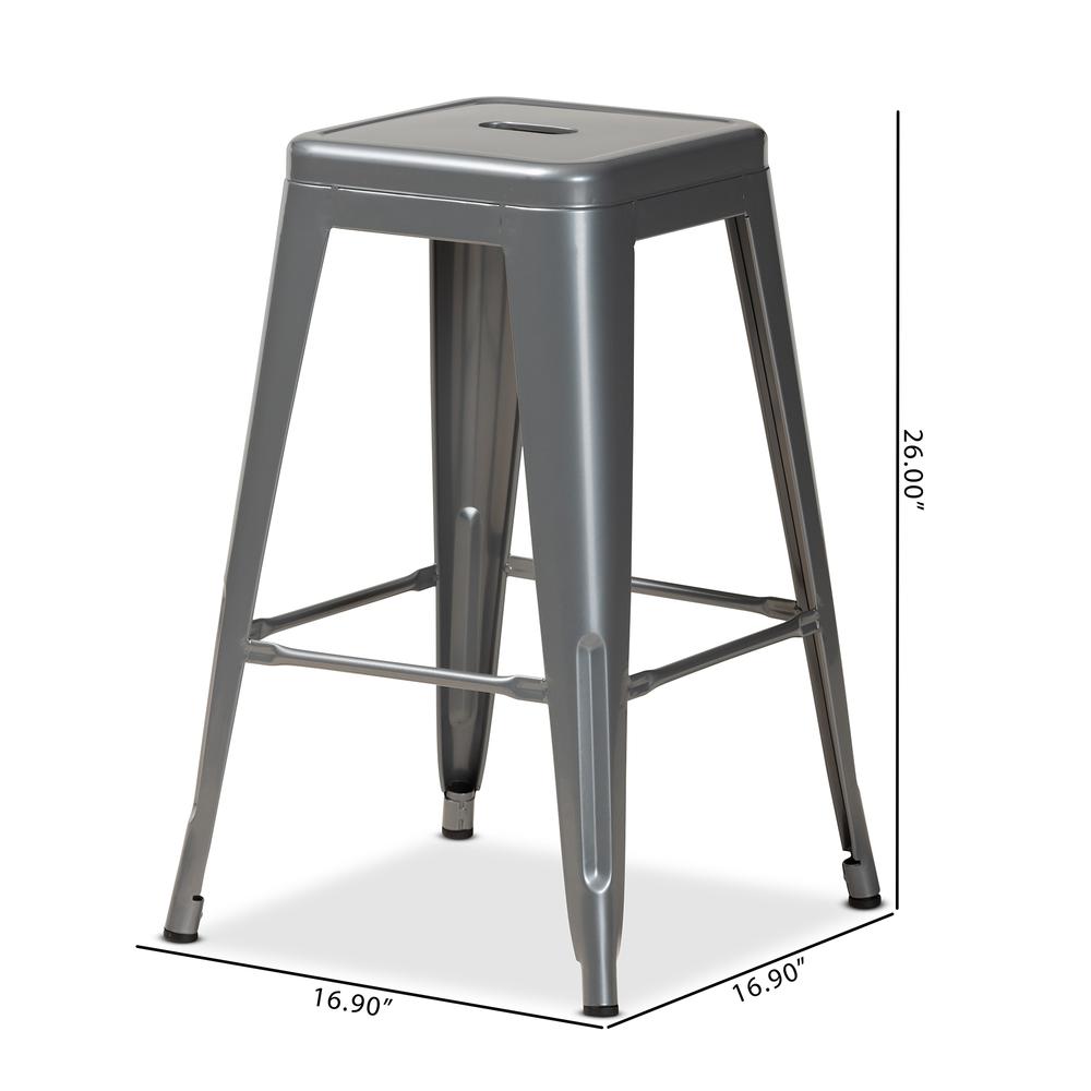 Industrial Grey Finished Metal 4-Piece Stackable Counter Stool Set. Picture 16