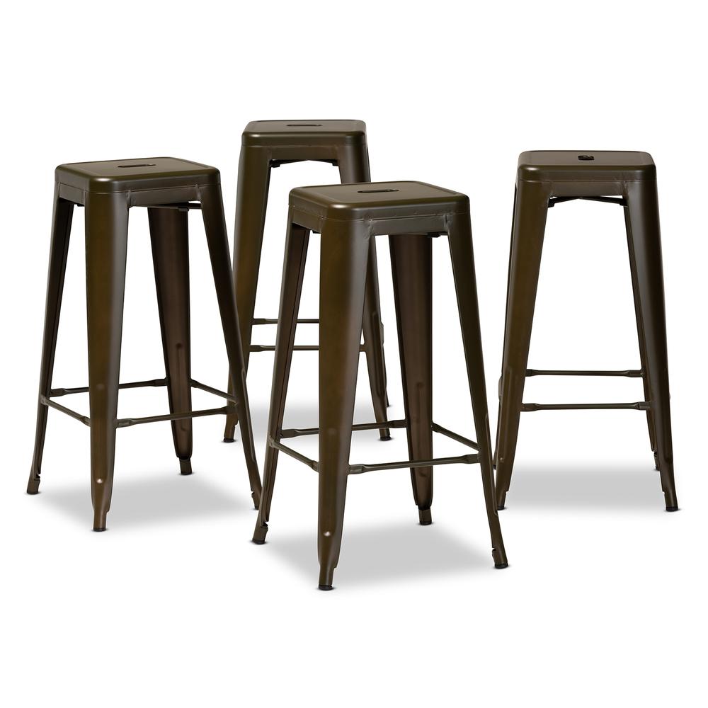 Industrial Gunmetal Finished Metal 4-Piece Stackable Bar Stool Set. Picture 9