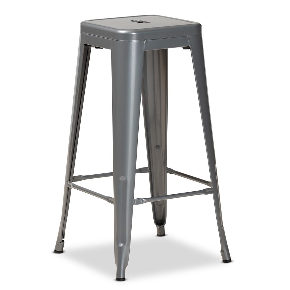 Industrial Grey Finished Metal 4-Piece Stackable Bar Stool Set. Picture 10