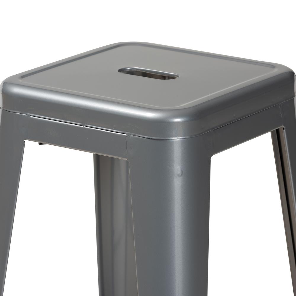 Industrial Grey Finished Metal 4-Piece Stackable Bar Stool Set. Picture 11