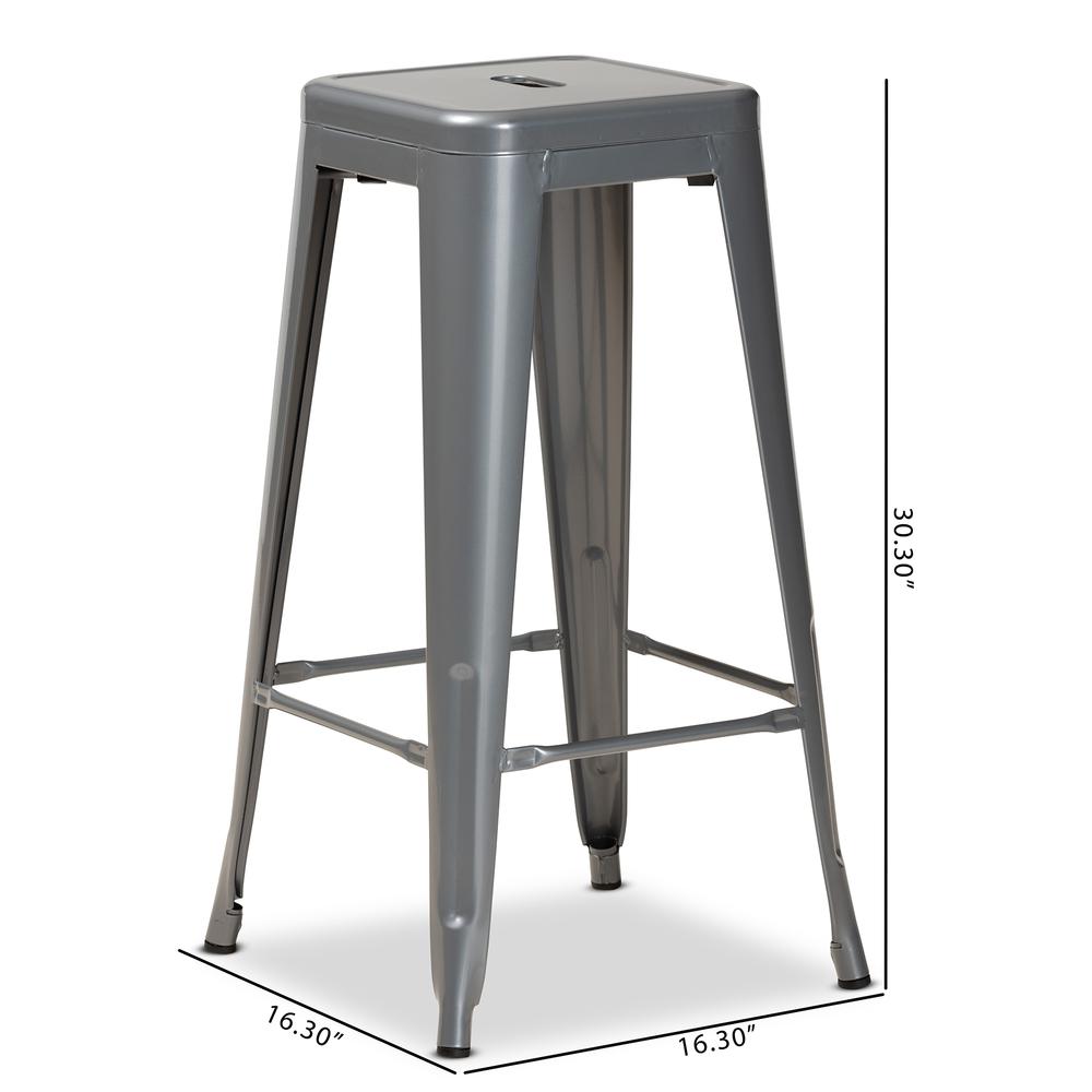 Industrial Grey Finished Metal 4-Piece Stackable Bar Stool Set. Picture 16