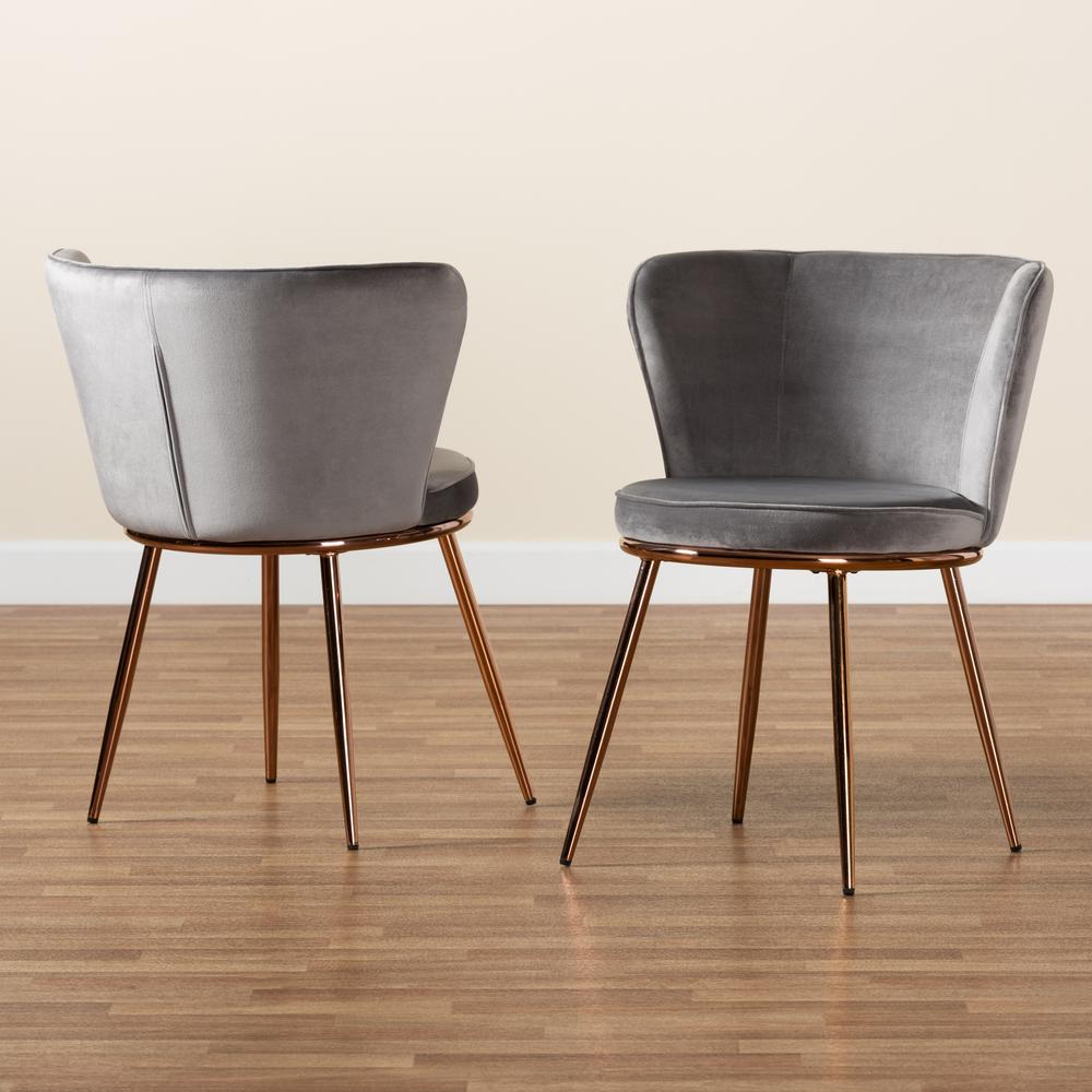 Rose Gold Finished Metal 2-Piece Dining Chair Set. Picture 17