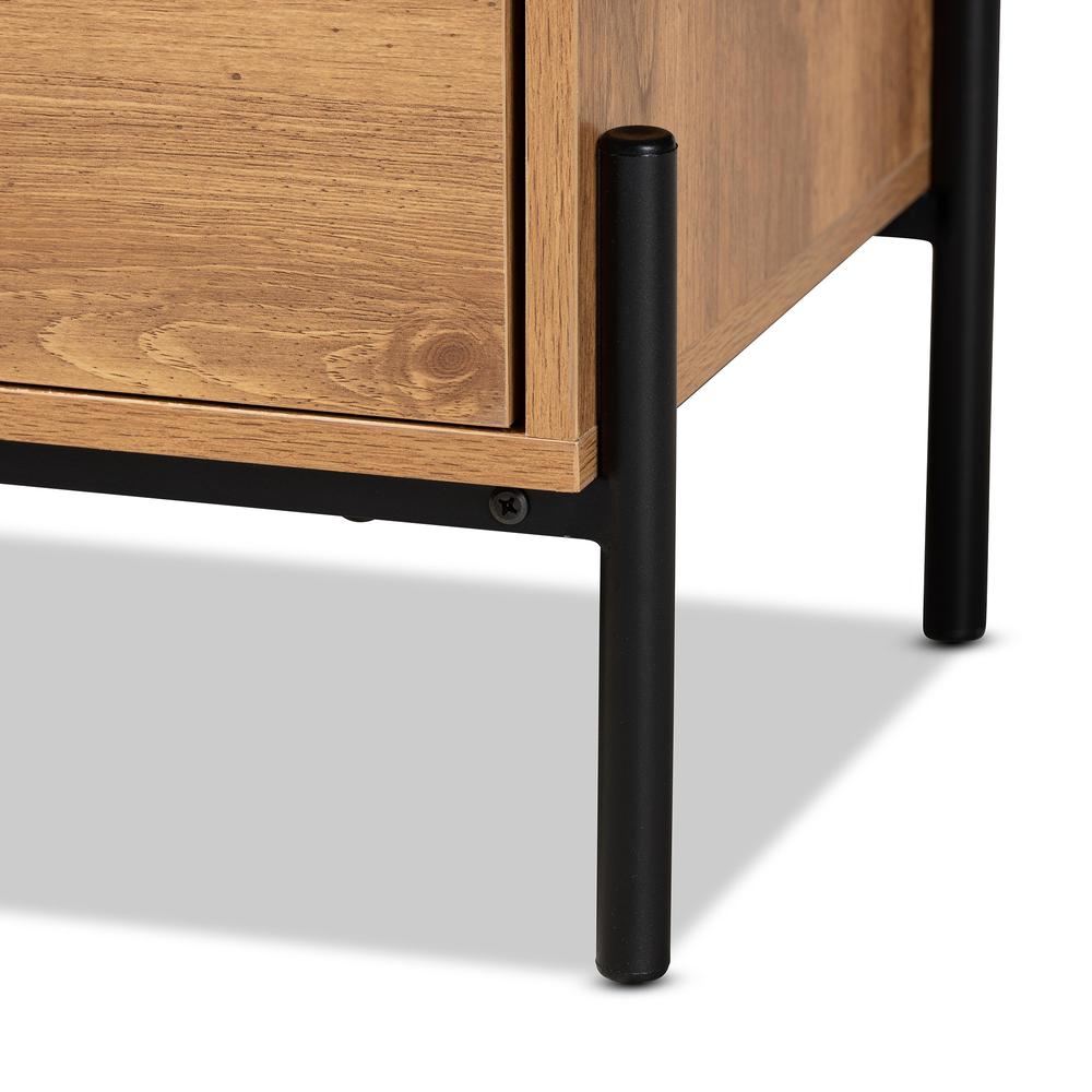 Baxton Studio Tasman Modern and Contemporary Industrial Natural Brown Finished Wood and Black Metal 2-Door TV Stand. Picture 8