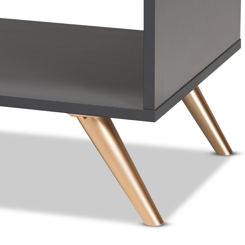 Kelson Modern and Contemporary Dark Grey and Gold Finished Wood Coffee Table. Picture 18