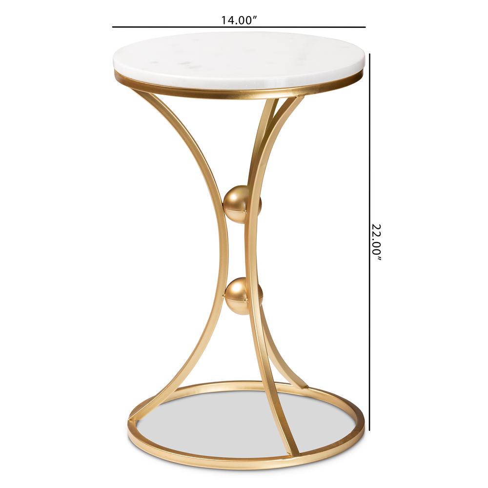 Gold Finished Metal End Table with Marble Tabletop. Picture 16