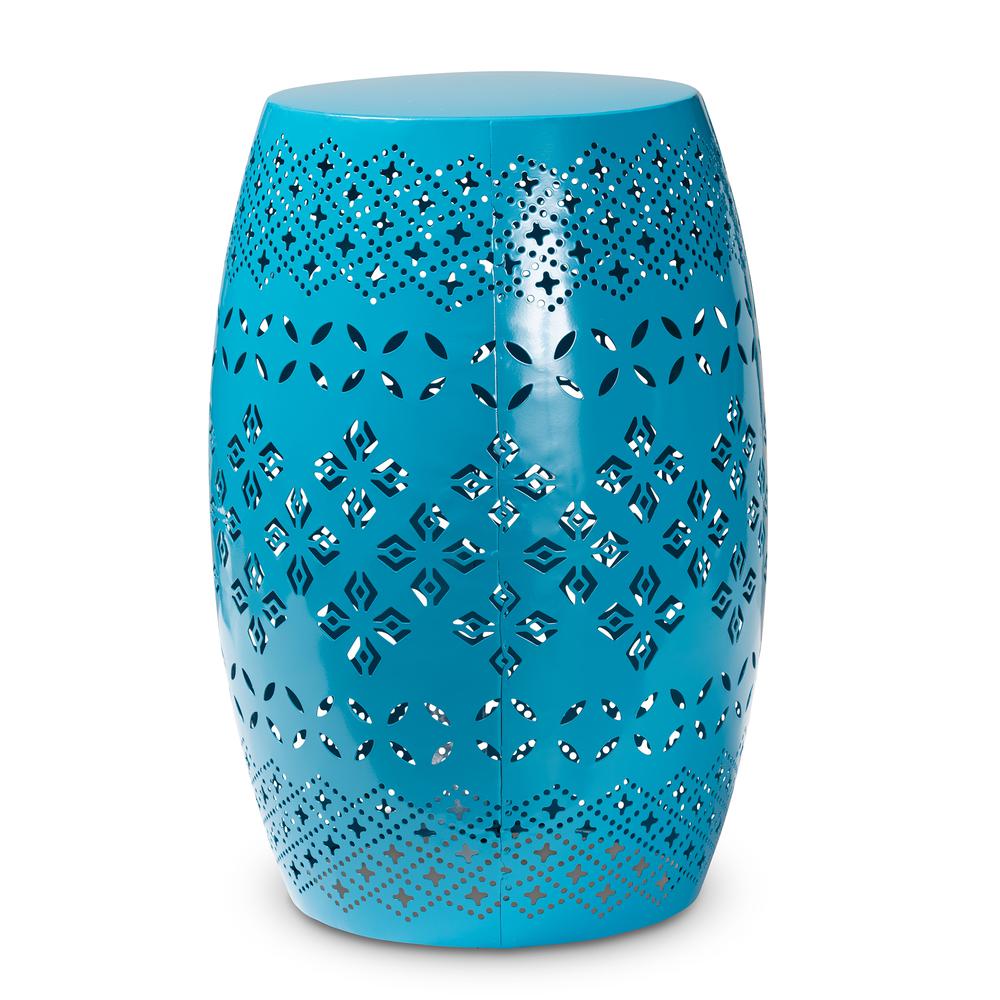 Lavinia Modern and Contemporary Blue Finished Metal Outdoor Side Table. Picture 8