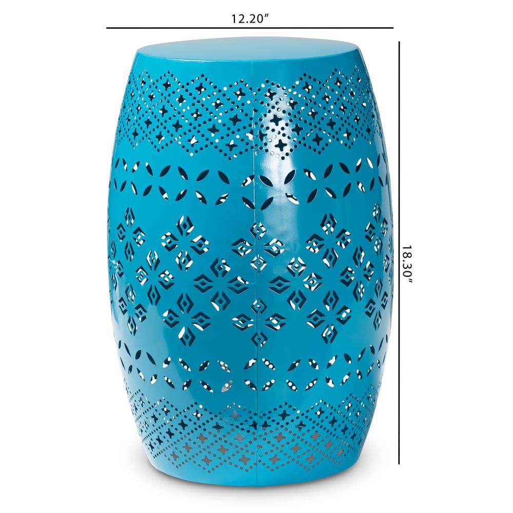 Lavinia Modern and Contemporary Blue Finished Metal Outdoor Side Table. Picture 14