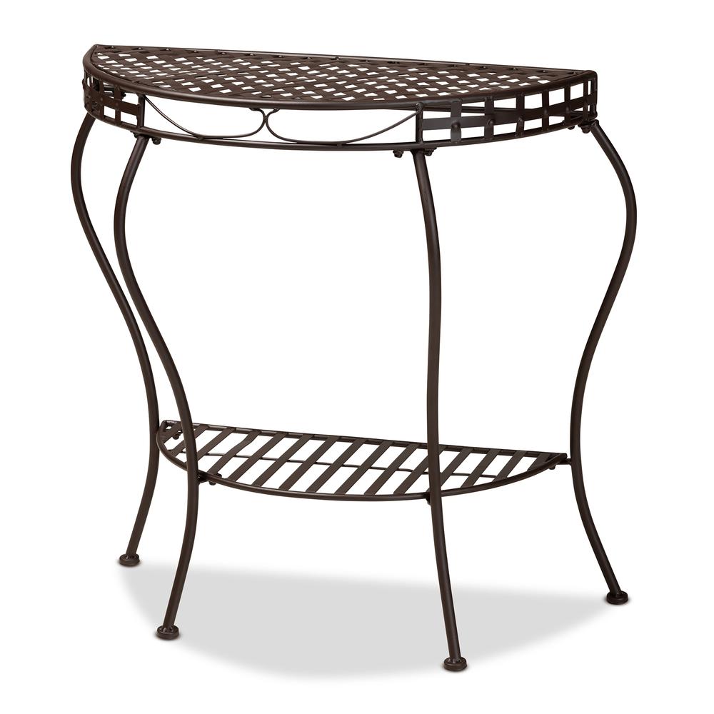 Baxton Studio Laraine Modern and Contemporary Brown Metal Outdoor Console Table. Picture 10