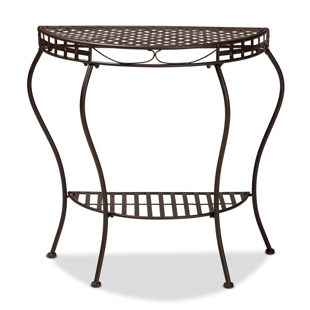 Baxton Studio Laraine Modern and Contemporary Brown Metal Outdoor Console Table. Picture 11