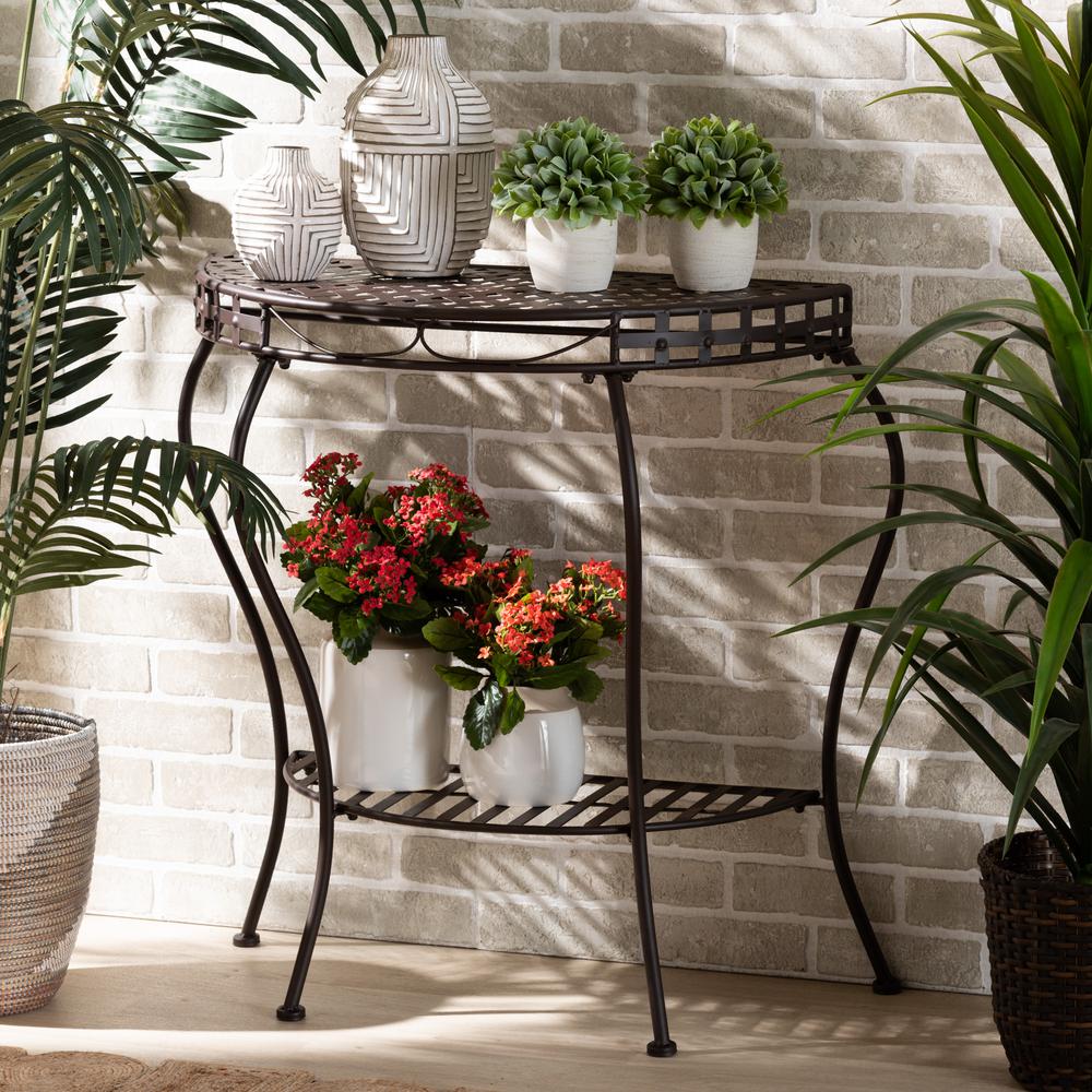 Baxton Studio Laraine Modern and Contemporary Brown Metal Outdoor Console Table. Picture 16