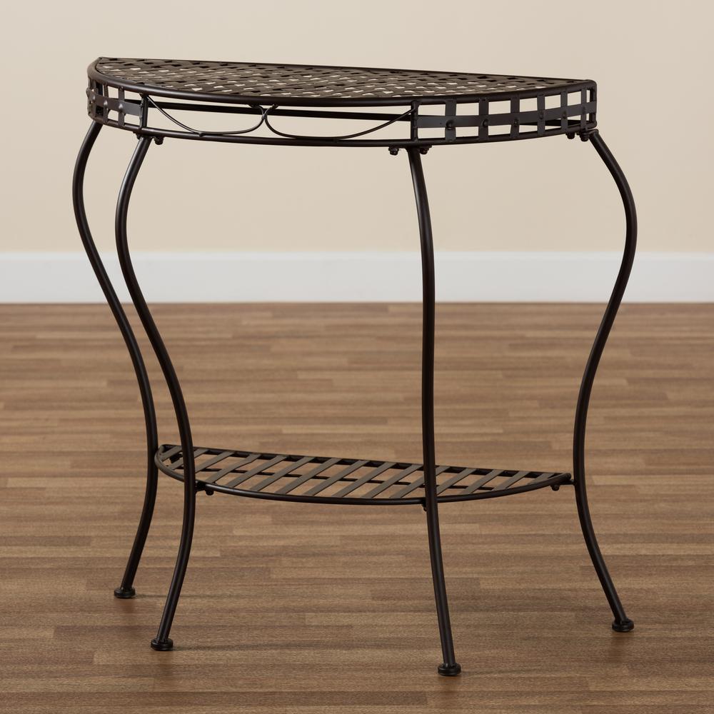 Baxton Studio Laraine Modern and Contemporary Brown Metal Outdoor Console Table. Picture 17