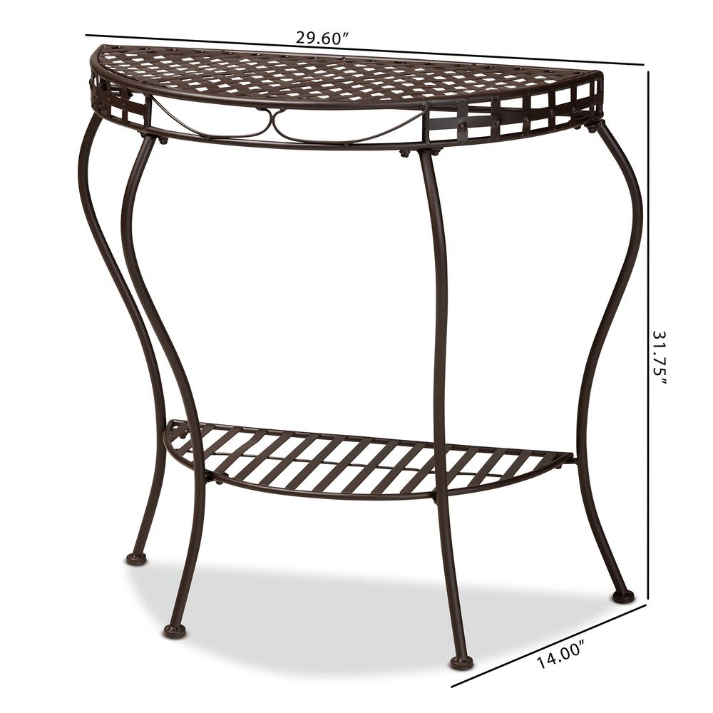 Baxton Studio Laraine Modern and Contemporary Brown Metal Outdoor Console Table. Picture 18