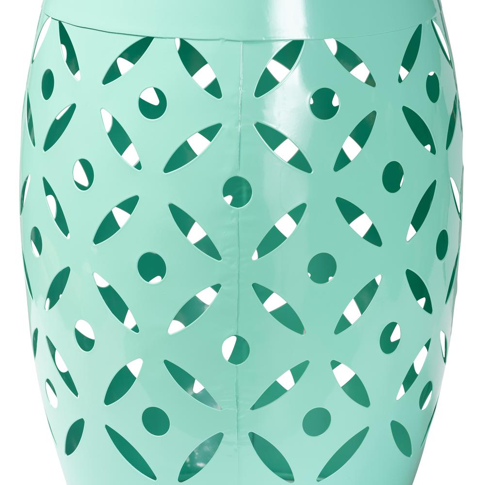 Hallie Modern and Contemporary Aqua Finished Metal Outdoor Side Table. Picture 9