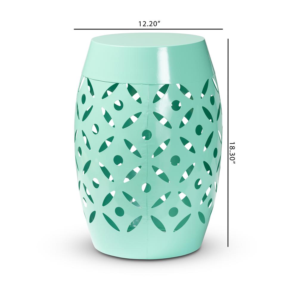 Hallie Modern and Contemporary Aqua Finished Metal Outdoor Side Table. Picture 14