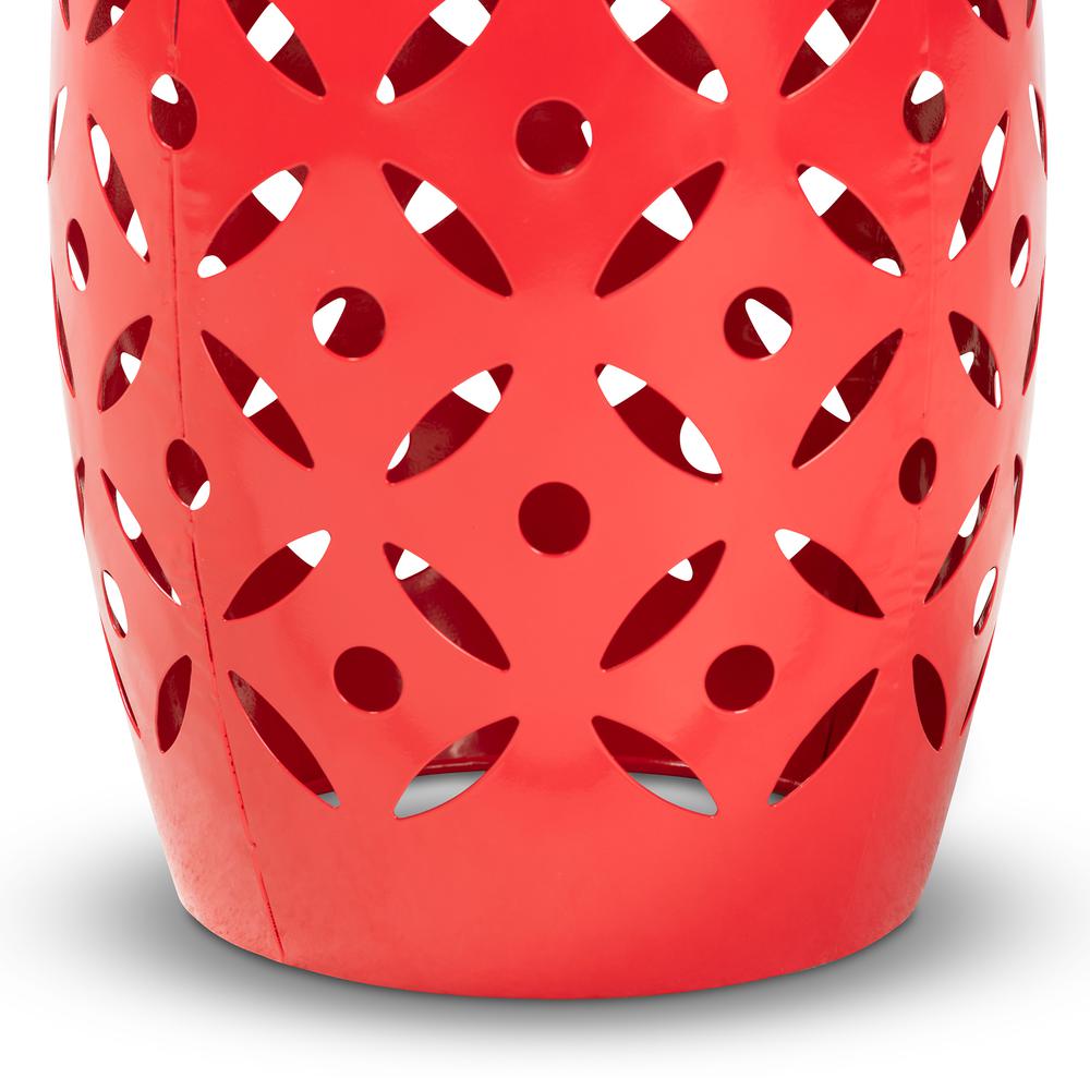 Hallie Modern and Contemporary Red Finished Metal Outdoor Side Table. Picture 8