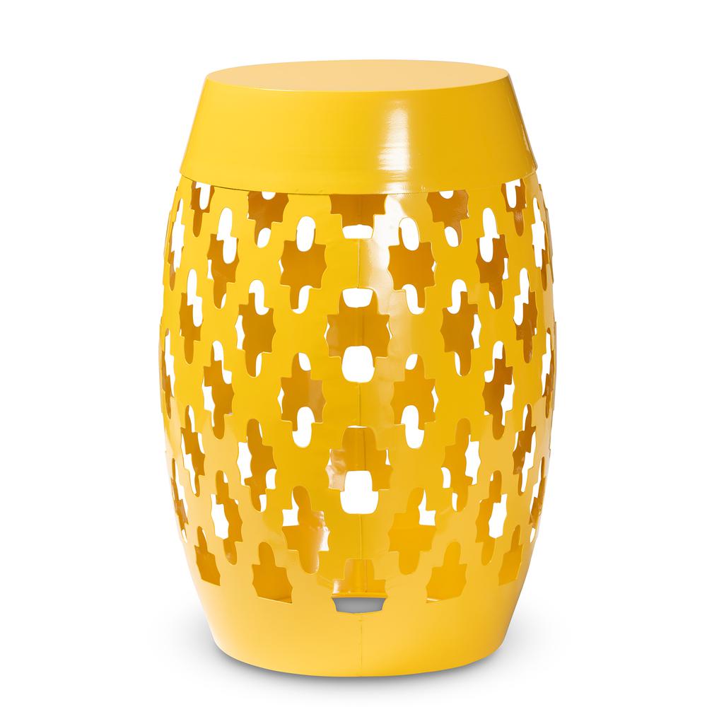 Branson Modern and Contemporary Yellow Finished Metal Outdoor Side Table. Picture 8