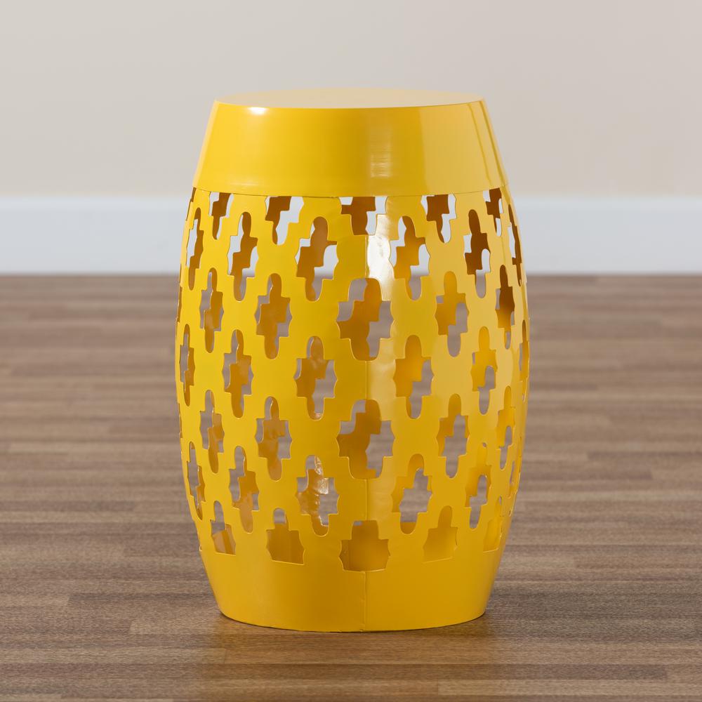 Branson Modern and Contemporary Yellow Finished Metal Outdoor Side Table. Picture 13