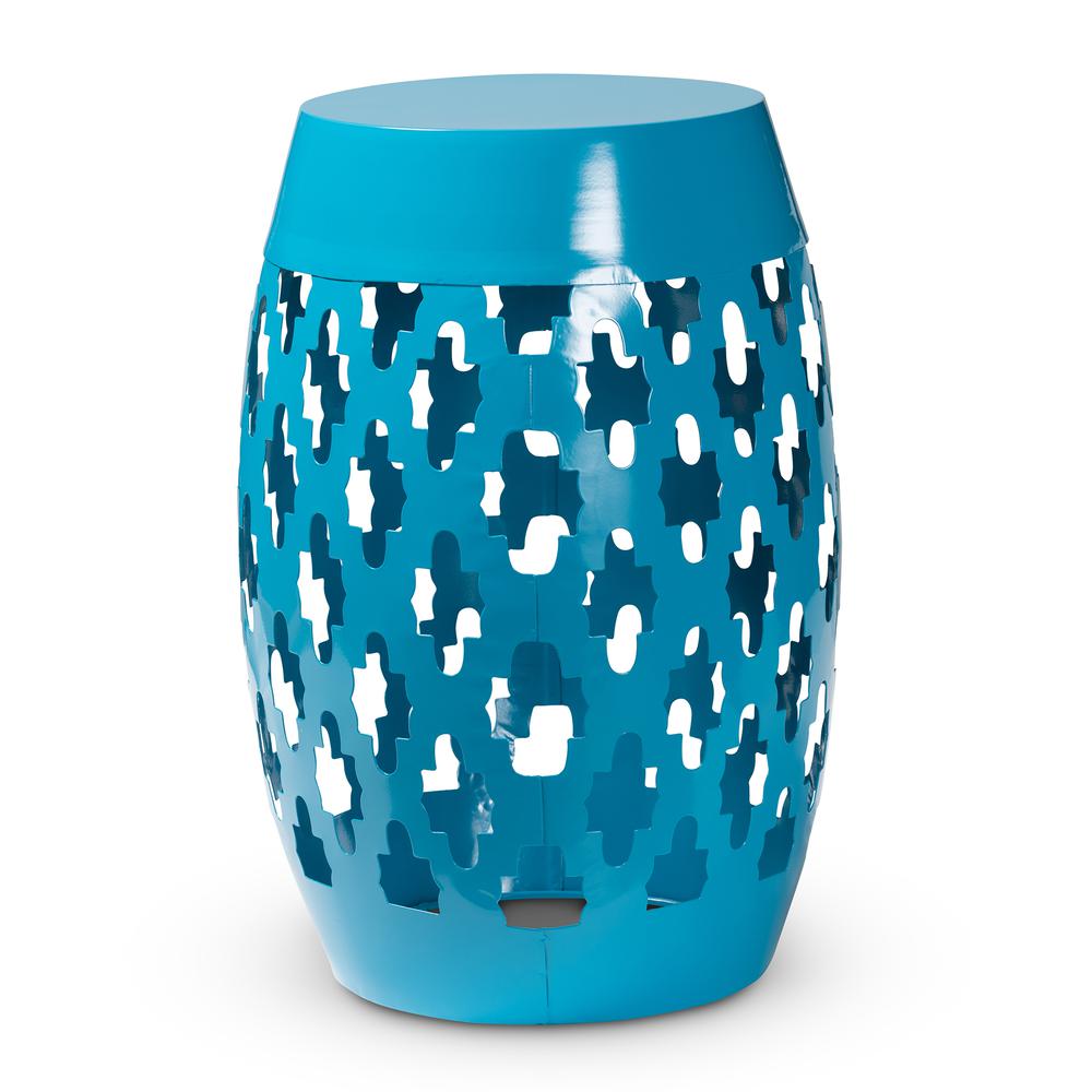 Branson Modern and Contemporary Blue Finished Metal Outdoor Side Table. Picture 8