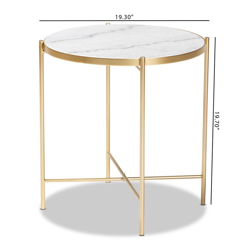 Gold Finished Metal End Table with Marble Tabletop. Picture 14