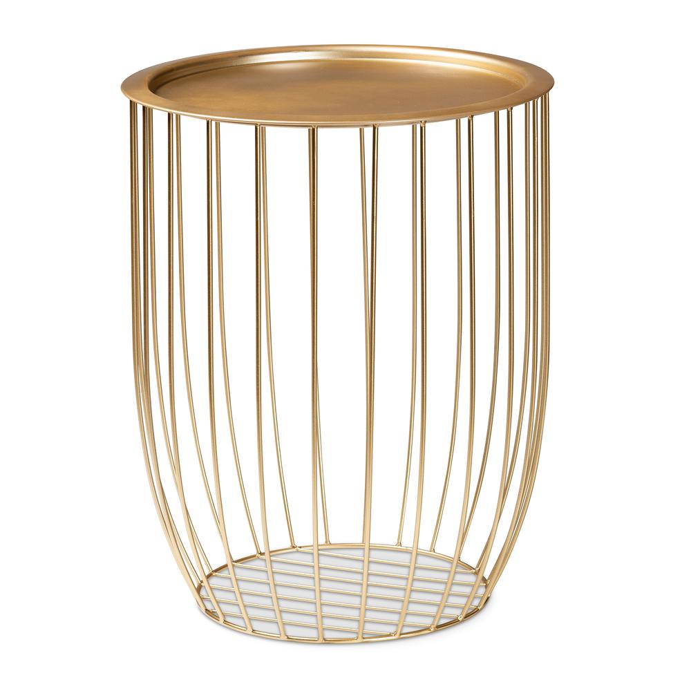 Baxton Studio Mabon Modern and Contemporary Gold Finished Metal End Table. Picture 10