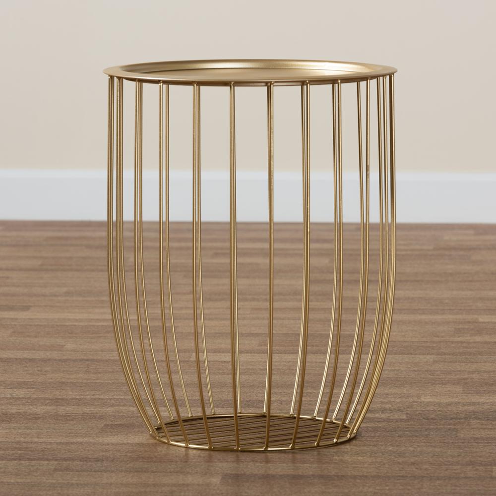 Baxton Studio Mabon Modern and Contemporary Gold Finished Metal End Table. Picture 15