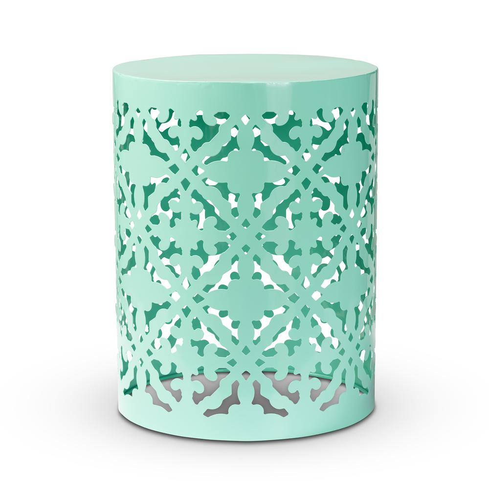 Jamila Modern and Contemporary Aqua Finished metal Outdoor Side Table. Picture 8