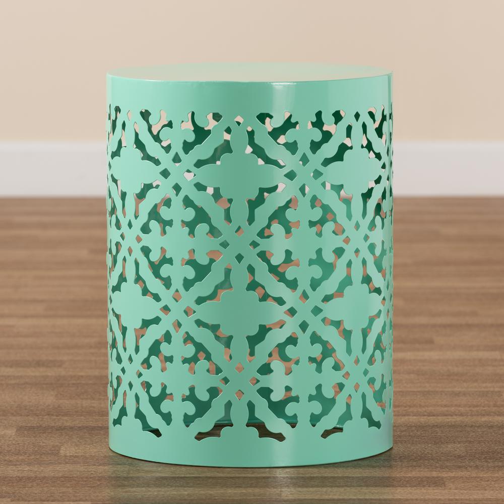 Jamila Modern and Contemporary Aqua Finished metal Outdoor Side Table. Picture 13