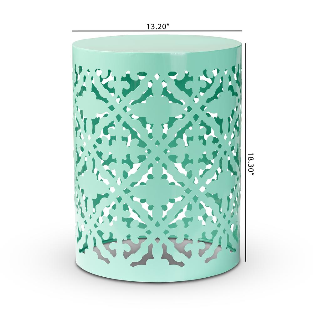 Jamila Modern and Contemporary Aqua Finished metal Outdoor Side Table. Picture 14