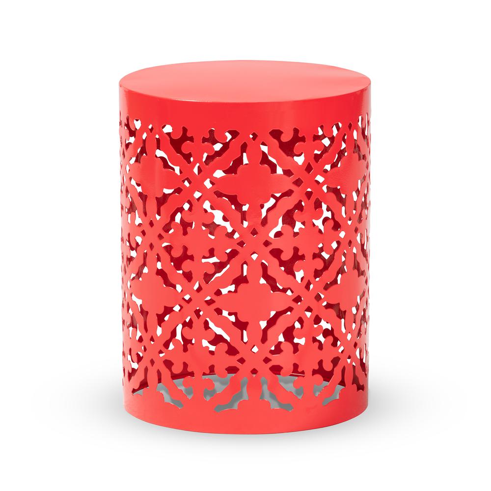 Jamila Modern and Contemporary Red Finished metal Outdoor Side Table. Picture 7
