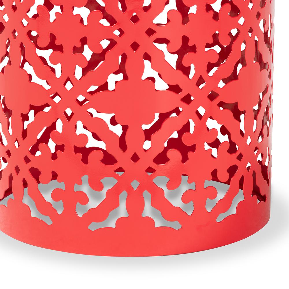Jamila Modern and Contemporary Red Finished metal Outdoor Side Table. Picture 8