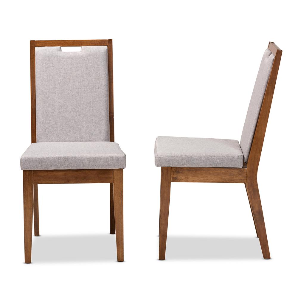 Grey Fabric Upholstered and Walnut Brown Finished Wood 2-Piece Dining Chair Set. Picture 12