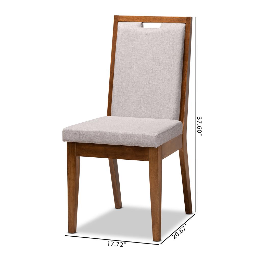 Grey Fabric Upholstered and Walnut Brown Finished Wood 2-Piece Dining Chair Set. Picture 18