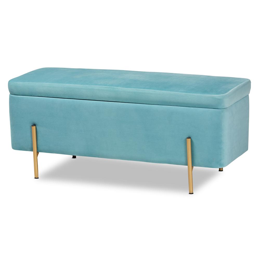 Gold Finished Metal Storage Bench. Picture 12