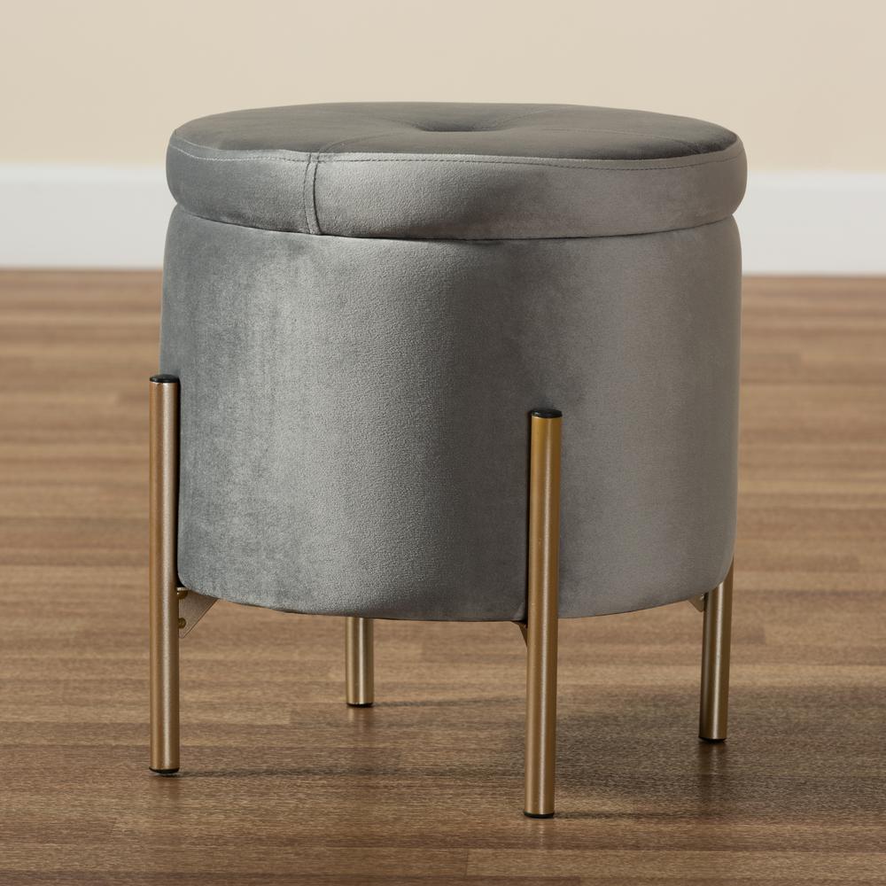 Gold Finished Metal Storage Ottoman. Picture 19