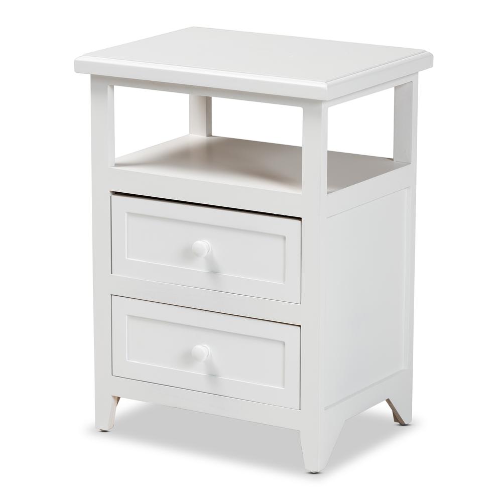 Baxton Studio Karsen Modern and Contemporary White Finished Wood 2-Drawer Nightstand. Picture 12