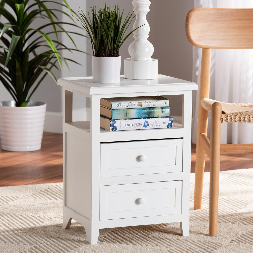 Baxton Studio Karsen Modern and Contemporary White Finished Wood 2-Drawer Nightstand. Picture 11